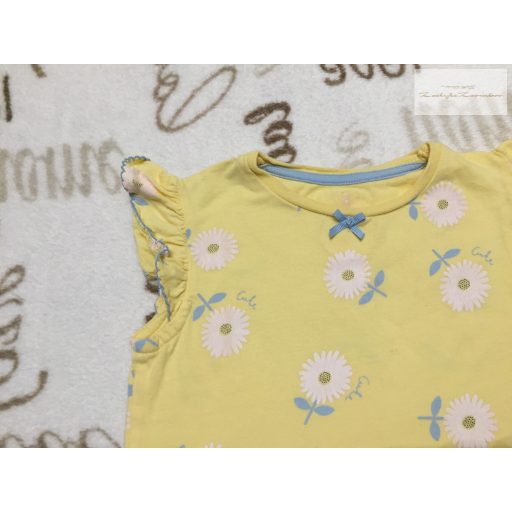 Mothercare 2- 3 év 92-98 cm  sárga, virágmintás - fodros pamut lány felső- újszerű,hibátlan