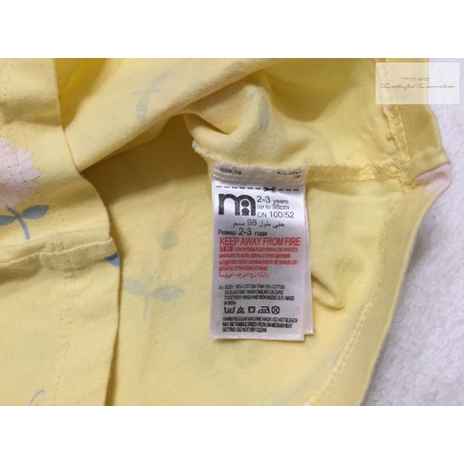 Mothercare 2- 3 év 92-98 cm  sárga, virágmintás - fodros pamut lány felső- újszerű,hibátlan