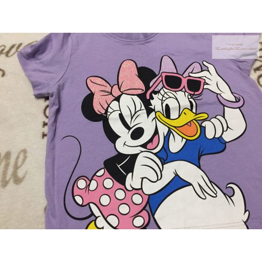 Disney at Primark 18  - 24 hó 86 - 92 cm lila, Minnie-Daisy mintás pamut lány felső- újszerű,hibátlan