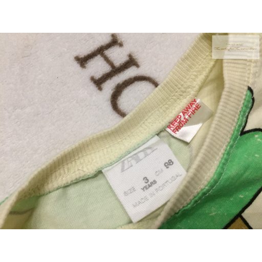 Zara 3 év 98 cm bézs, zöld fa mintás puha pamut fiú felső újszerű,hibátlan