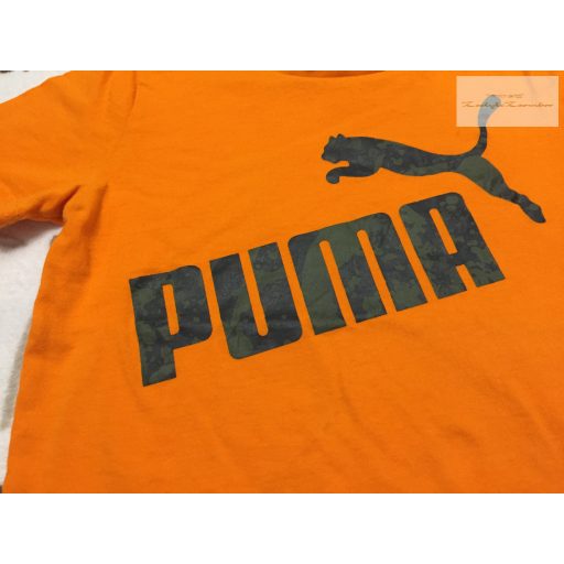 Puma 6-7 év (XS) 116-122 cm narancssárga, terepmintás Puma feliratos pamut fiú felső - újszerű,hibátlan