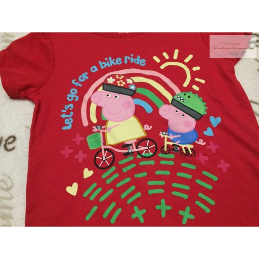 Peppa Pig 7 év 122 cm Peppa-szivárvány mintás pamut lány felső - újszerű,hibátlan