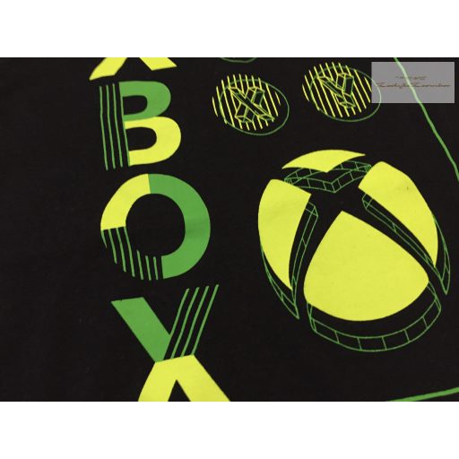 X -BOX  7-8 év 128 cm fekete, zöld- sárga X -box feliratos pamut fiú  felső-újszerű,hibátlan
