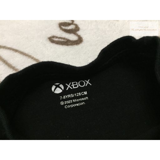 X -BOX  7-8 év 128 cm fekete, zöld- sárga X -box feliratos pamut fiú  felső-újszerű,hibátlan