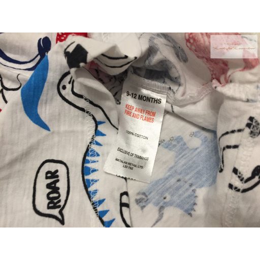 Matalan 9 -12 hó 74 -80 cm  színes dinó mintás pamut fiú felső- újszerű,hibátlan