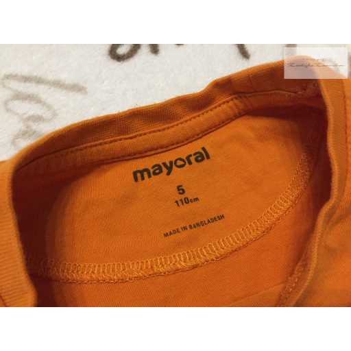Mayoral 5 év 110 cm narancssárga, tigris fej mintás pamut fiú felső - újszerű,hibátlan