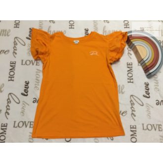   River Island 9-10 év 134-140 cm  narancssárga, pillangó ujjú pamut lány felső - újszerű,hibátlan