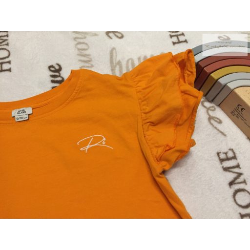 River Island 9-10 év 134-140 cm  narancssárga, pillangó ujjú pamut lány felső - újszerű,hibátlan
