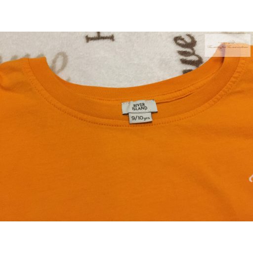 River Island 9-10 év 134-140 cm  narancssárga, pillangó ujjú pamut lány felső - újszerű,hibátlan