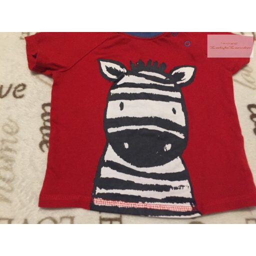 George 6-9 hó 68-74 cm piros, zebra mintás pamut fiú felső  -  újszerű, hibátlan