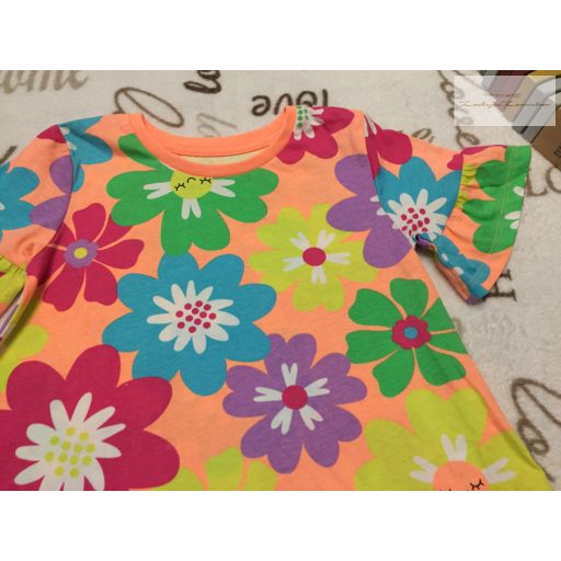 Matalan 4-5  év   104 - 110 cm színes nagy virágmintás pamut lány felső   - új, szettet bontottam