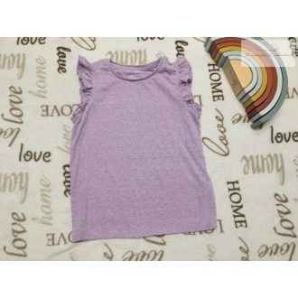   M§S 6-7 év 122 cm  lila, vállán fodros pamut lány felső újszerű, hibátlan