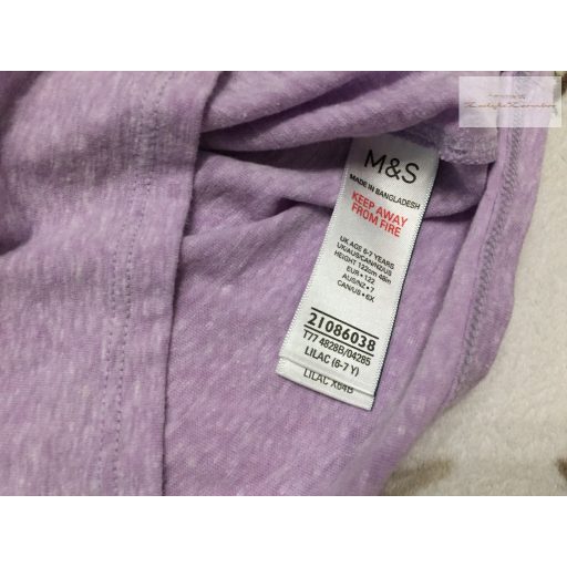 M§S 6-7 év 122 cm  lila, vállán fodros pamut lány felső újszerű, hibátlan