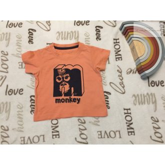 M§S 12-18 hó 83 cm narancssárga, majom mintás pamut fiú felső - újszerű, hibátlan   M§S 12-18 hó 83 cm narancssárga, majom mintás pamut fiú felső - újszerű, hibátlan