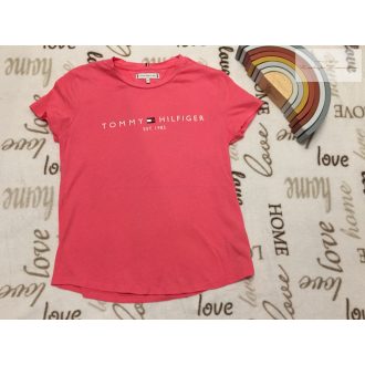   Tommy Hilfiger 12 év 152 cm rózsaszín, feliratos pamut lány felső - újszerű,hibátlan