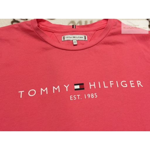 Tommy Hilfiger 12 év 152 cm rózsaszín, feliratos pamut lány felső - újszerű,hibátlan