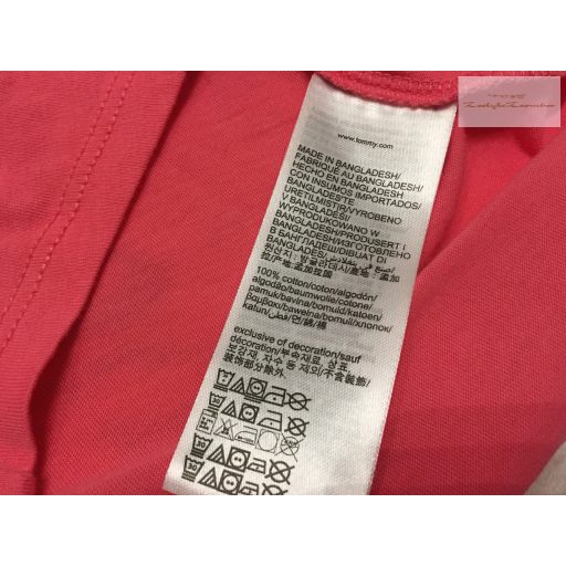 Tommy Hilfiger 12 év 152 cm rózsaszín, feliratos pamut lány felső - újszerű,hibátlan