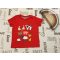 Frugi 1-2 év 80-92 cm piros, farm állatai mintás pamut fiú felső - új, csak lecímkézve