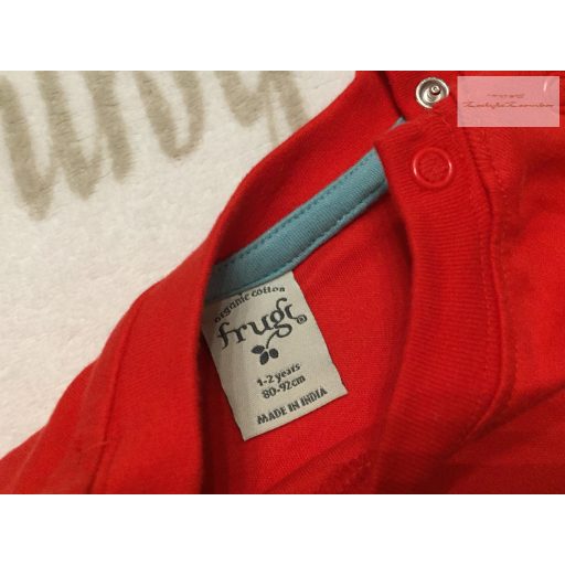 Frugi 1-2 év 80-92 cm piros, farm állatai mintás pamut fiú felső - új, csak lecímkézve
