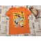 F§F 7-8 év 128 cm narancssárga, kontroller mintás pamut fiú felső - újszerű,hibátlan