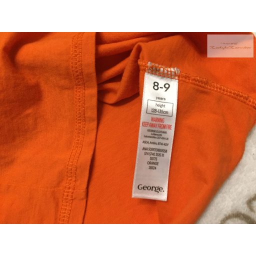 George 8-9 év 128 -134 -cm narancssárga, Super Mario feliratos pamut fiú felső- újszerű,hibátlan