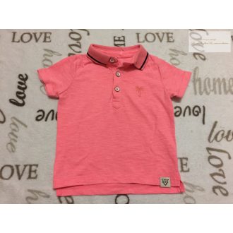   River Island 3-6 hó 62-68 cm rózsaszín,  puha pamut galléros fiú felső - újszerű,hibátlan