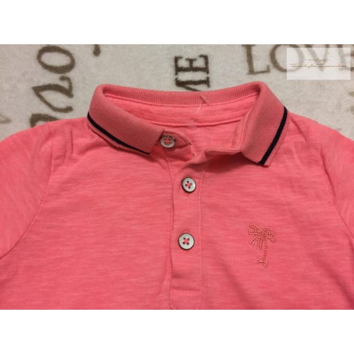 River Island 3-6 hó 62-68 cm rózsaszín,  puha pamut galléros fiú felső - újszerű,hibátlan