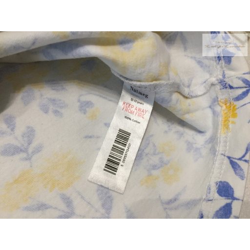 Nutmeg 12-13 év 152-158 cm kék - sárga virágmintás pamut lány felső - újszerű,hibátlan
