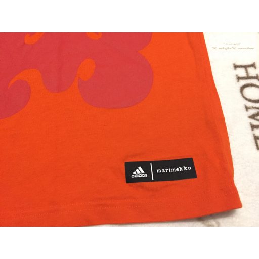 Adidas 8-9 év 134 cm narancssárga-piros mintás pamut lány felső - új, csak átmosva-átnőtte
