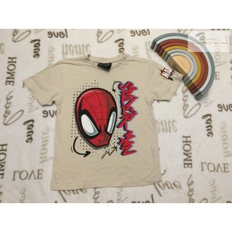   Marvel 5-6 év 110-116 cm tejeskávé alapon Spiderman mintás pamut fiú felső - újszerű,hibátlan