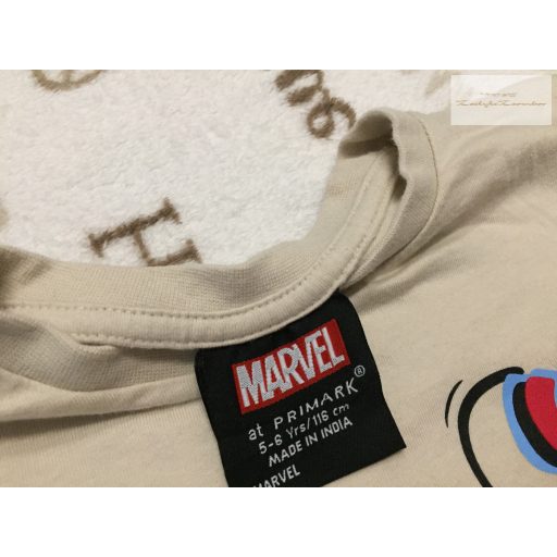 Marvel 5-6 év 110-116 cm tejeskávé alapon Spiderman mintás pamut fiú felső - újszerű,hibátlan