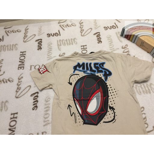 Marvel 5-6 év 110-116 cm tejeskávé alapon Spiderman mintás pamut fiú felső - újszerű,hibátlan