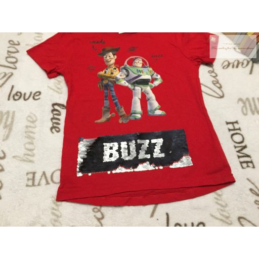 Toy Story  6-7 év 116-122  cm piros,, Woody- Buzz mintás- simizős  pamut fiú felső - újszerű, hibátlan 