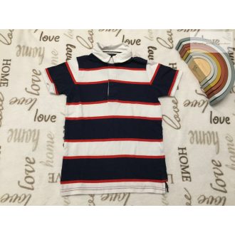   George 6-7  év 116-122 cm színes csíkos galléros pamut fiú felső - újszerű,hibátlan