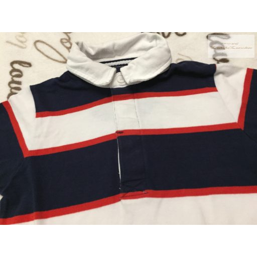 George 6-7  év 116-122 cm színes csíkos galléros pamut fiú felső - újszerű,hibátlan