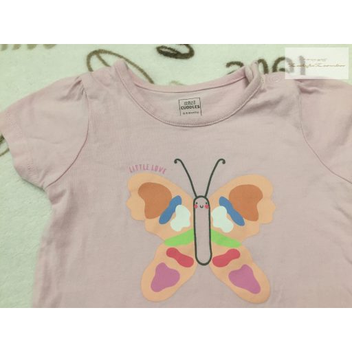 Mini Cuddles 6-9 hó 74 cm rózsaszín, pillangó mintás pamut lány felső újszerű,hibátlan