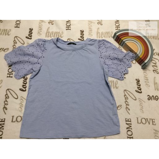 George 13-14 év (10) kék, ujján madeirás pamut lány felső - újszerű,hibátlan