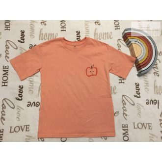   H§M 6-8 év 122-128 cm alma mintás-hátul feliratos pamut felső- újszerű,hibátlan