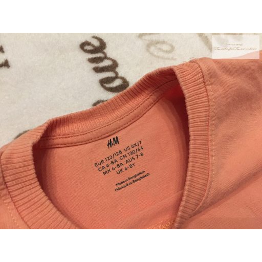 H§M 6-8 év 122-128 cm alma mintás-hátul feliratos pamut felső- újszerű,hibátlan