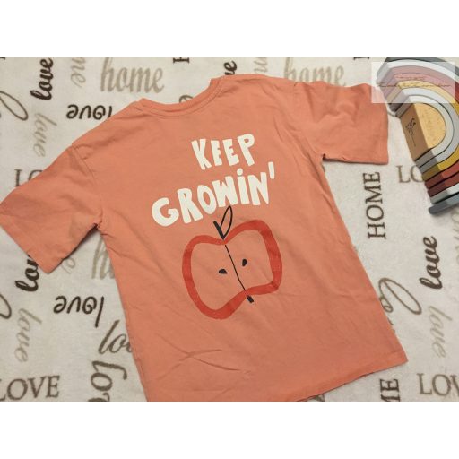 H§M 6-8 év 122-128 cm alma mintás-hátul feliratos pamut felső- újszerű,hibátlan