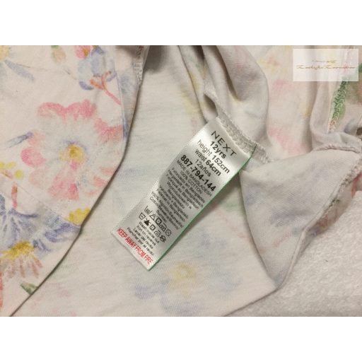 Next 12 év 152 cm bézs, unikornis - virágmintás pamut lány felső- újszerű,hibátlan