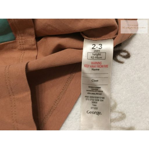 George 2 - 3 év   92 - 98  cm barna, színes felhő - pálma fa mintás pamut fiú felső - újszerű,hibátlan