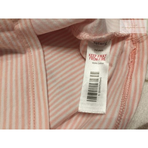 Nutmeg 5-6 év 110-116 cm rózsaszín csíkos, flamingó mintás-fodros pamut lány felső- újszerű,hibátlan