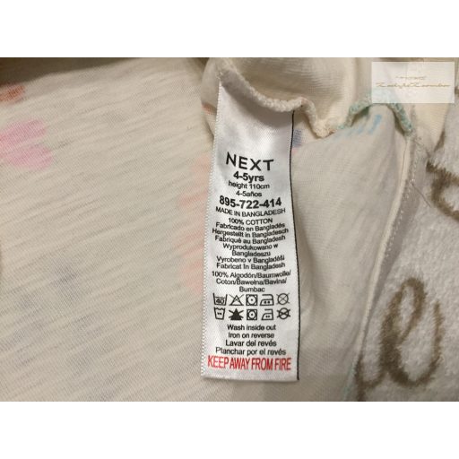 Next 4 -5 év 110 cm bézs, fodros, színes szivárvány mintás pamut lány  felső - új, szettet bontottam