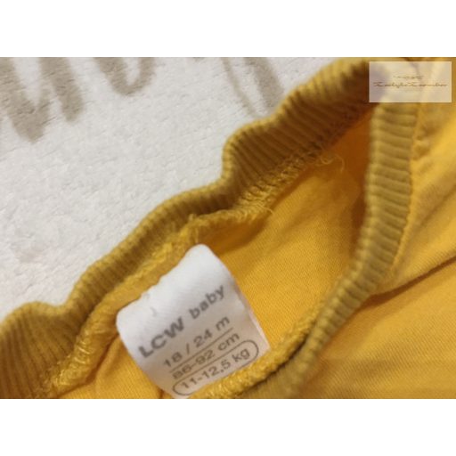 LC Waikiki 2-3 év 92-98 cm sárga, tigris fej mintás pamut fiú felső - újszerű,hibátlan