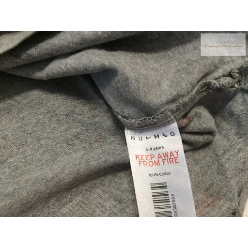 Nutmeg 3-4 év 104 cm szürke, maci - sátor mintás pamut fiú felső - újszerű