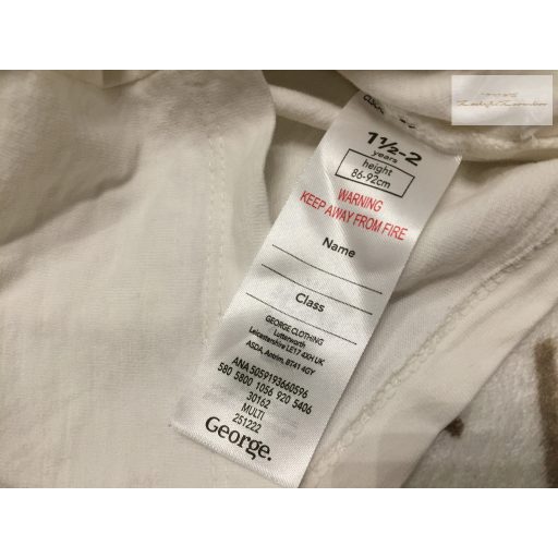 George 18  - 24 hó  86 - 92 cm tört fehér, kislány - nyuszi mintás  pamut lány felső-újszerű,hibátlan