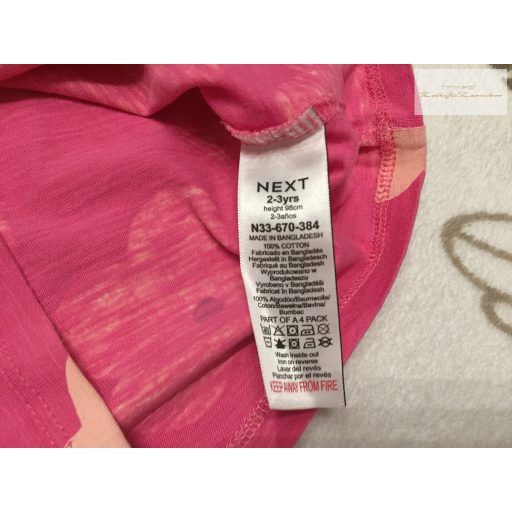 Next 2-3 év 92- 98 cm pink, nagy virágintás-fodros pamut lány felső-újszerű, hibátlan