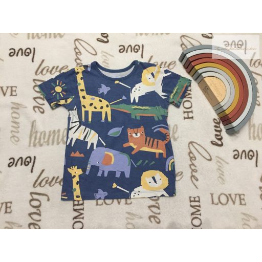 George 18  - 24 hó  86 - 92 cm  kék, színes állat mintás pamut fiú felső-újszerű,hibátlan