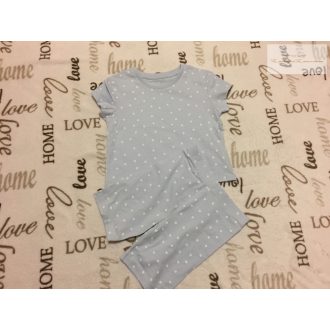   George 4- 5 év 104 -110  cm világoskék fehér pöttyös pamut lány felső és rövid leggings szett-új, címkés